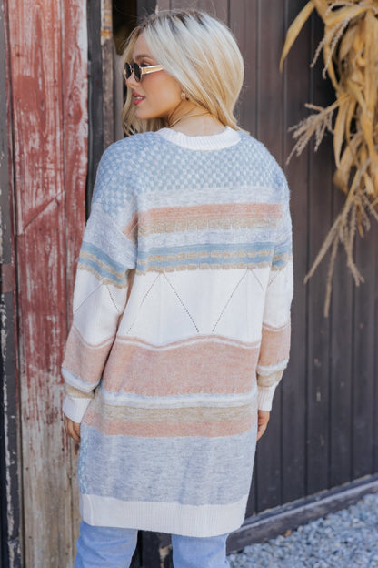 Multi Stripe Color Block Ribbed Cardigan - Magnolia Boutique