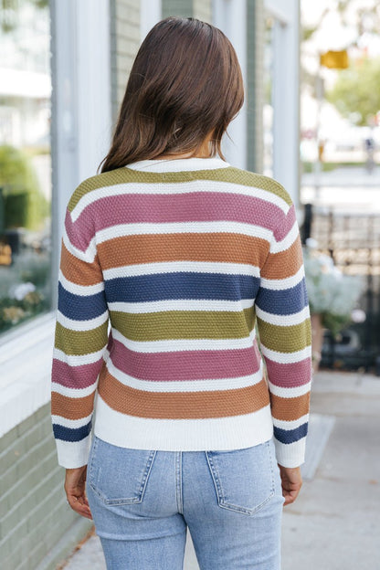 Multi Striped Crewneck Sweater - Magnolia Boutique