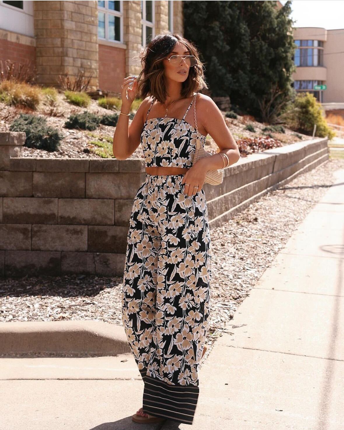 MUSE Black Floral Wide Leg Pants - Magnolia Boutique