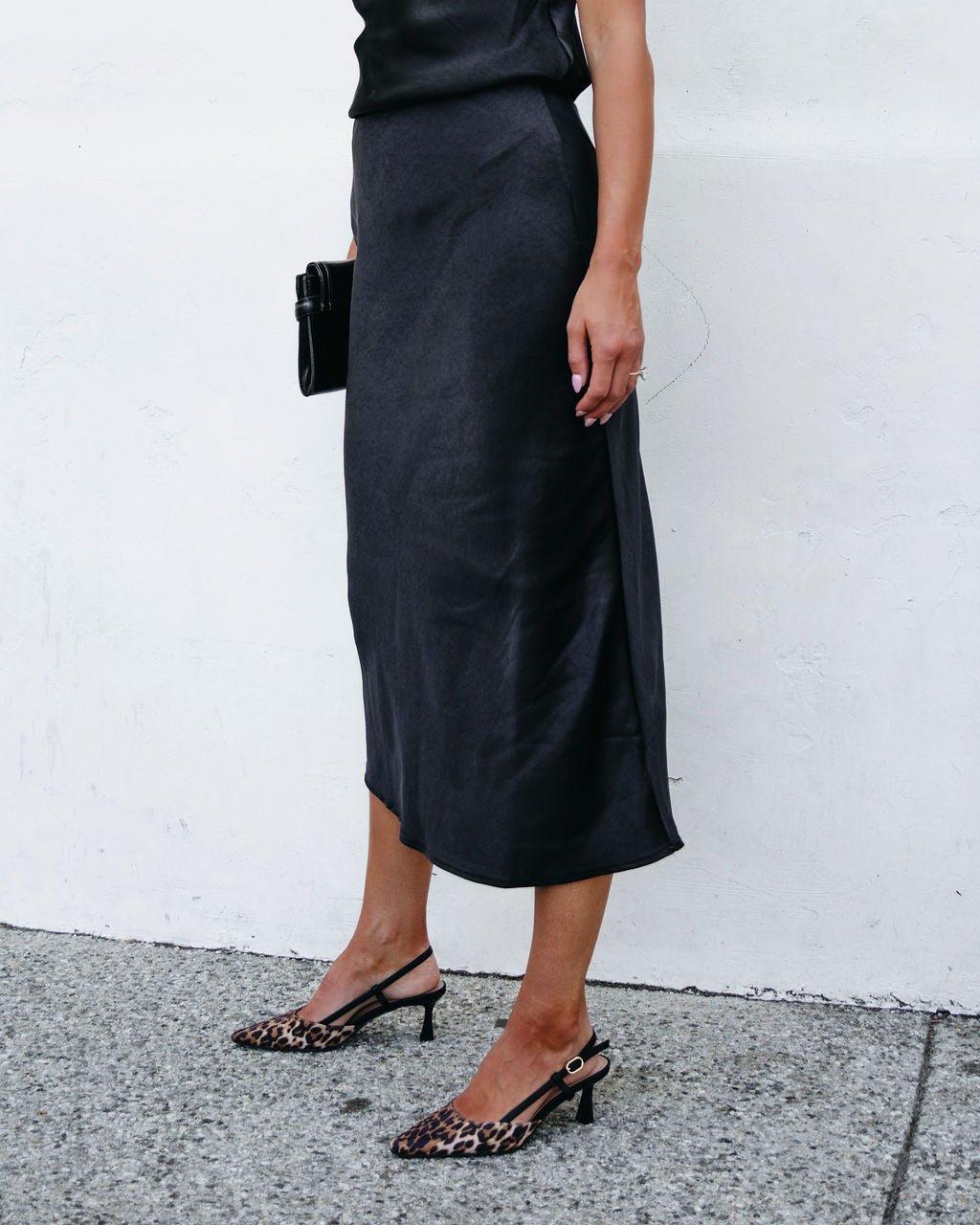 Muse By Magnolia Black Satin Midi Skirt - Magnolia Boutique