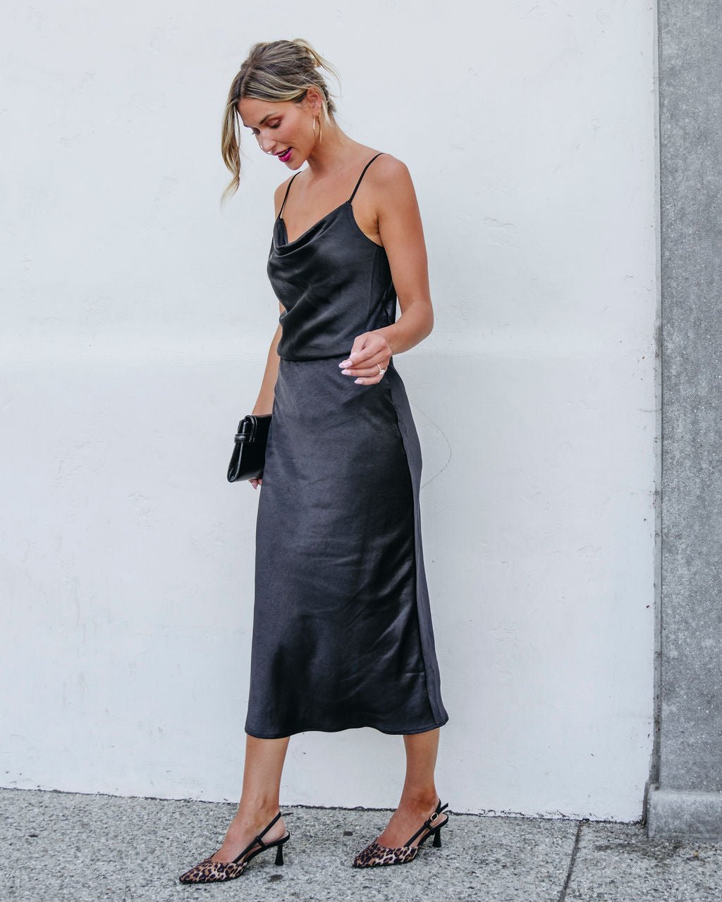 Muse By Magnolia Black Satin Midi Skirt - Magnolia Boutique