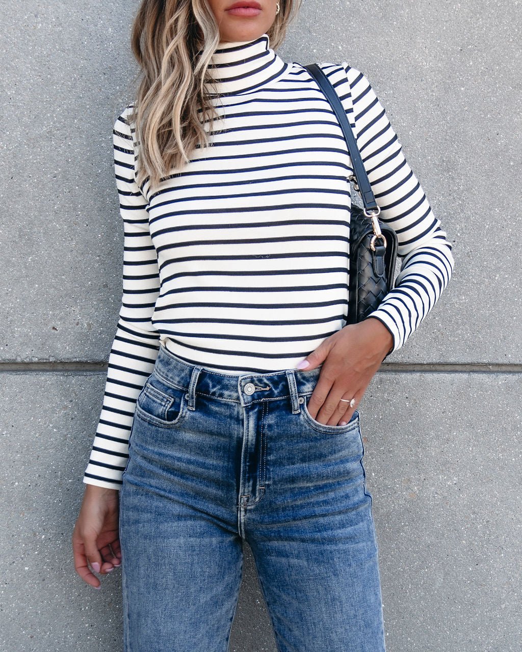 Muse By Magnolia Cream and Black Striped Turtleneck - Magnolia Boutique