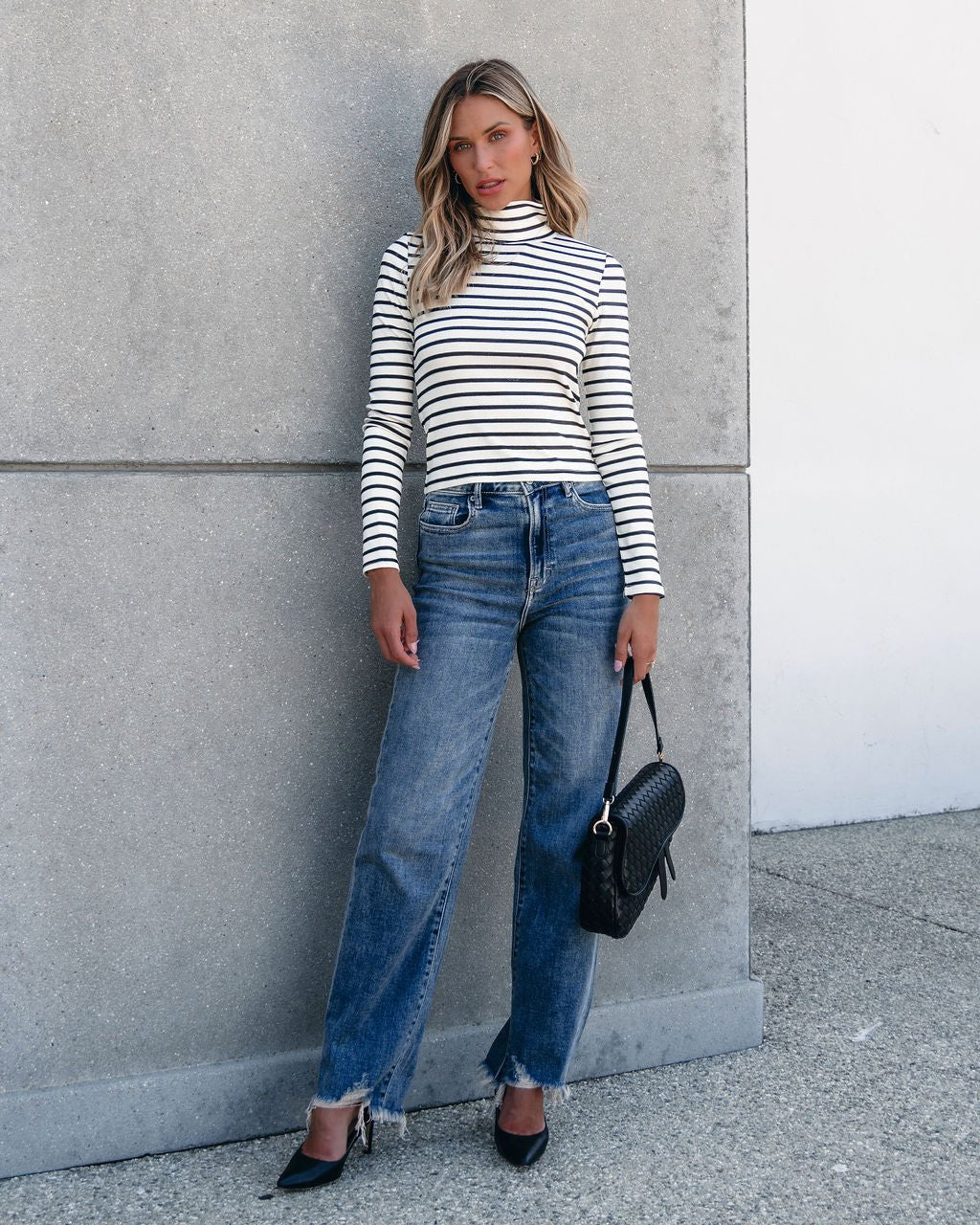 Muse By Magnolia Cream and Black Striped Turtleneck - Magnolia Boutique