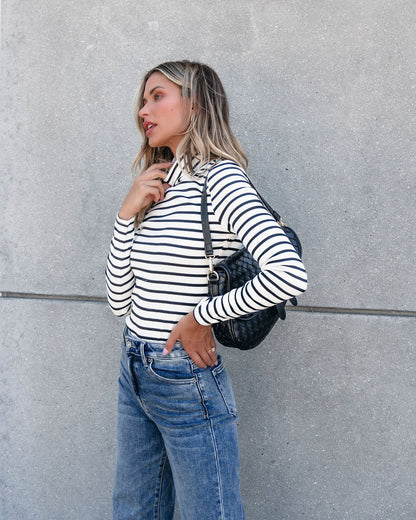 Muse By Magnolia Cream and Black Striped Turtleneck - Magnolia Boutique