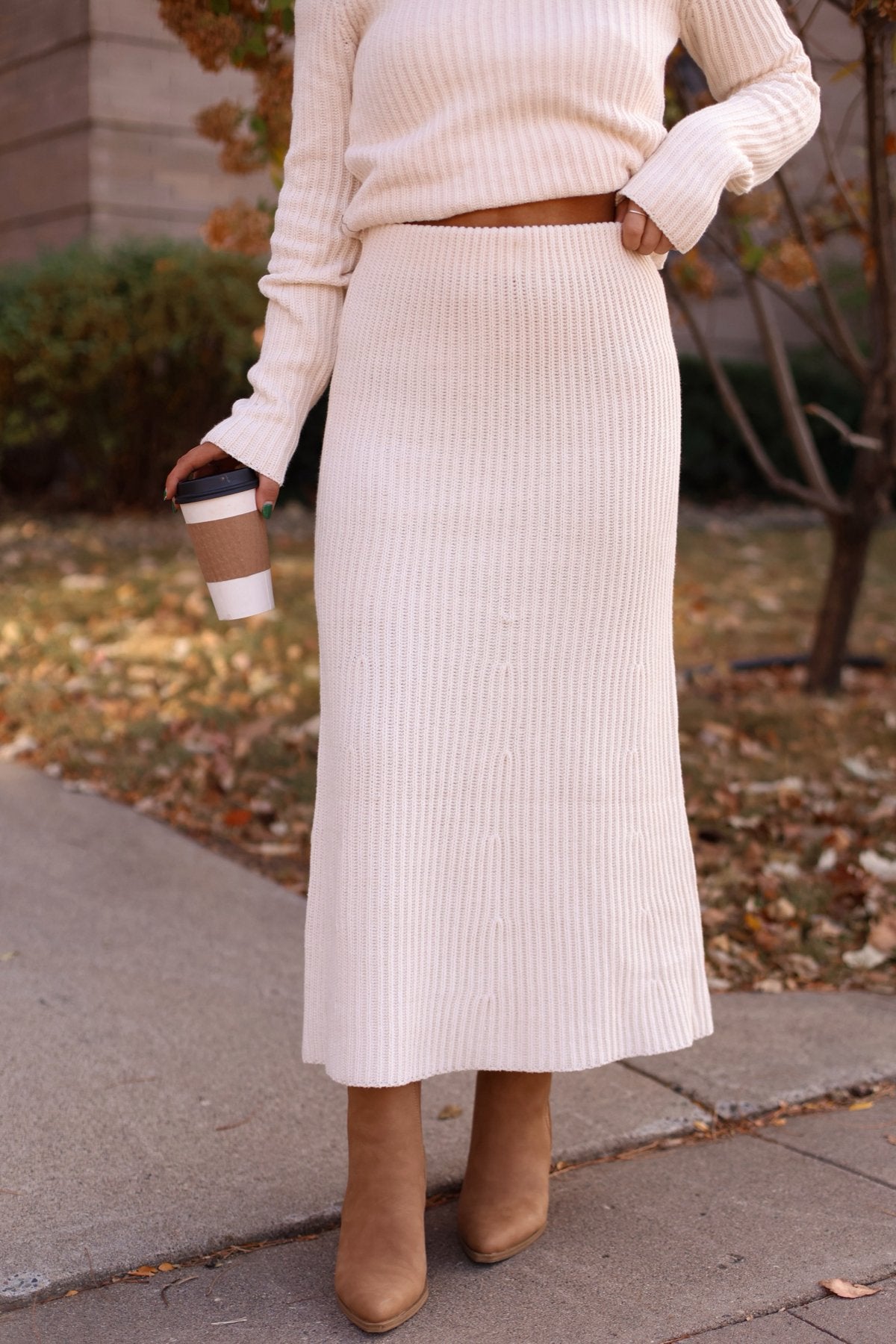 Muse By Magnolia Cream Ribbed Sweater Skirt - Magnolia Boutique