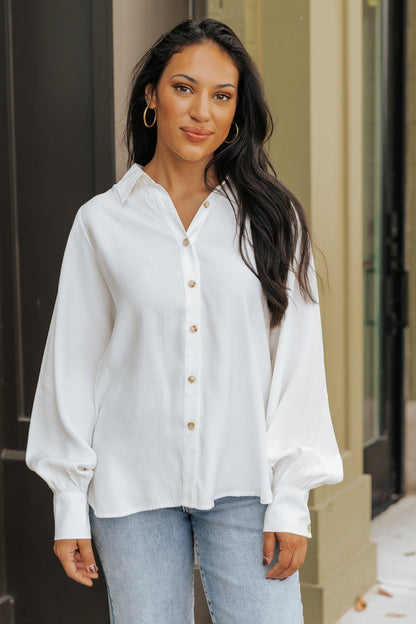 Muse By Magnolia Ivory Button Down Shirt - Magnolia Boutique