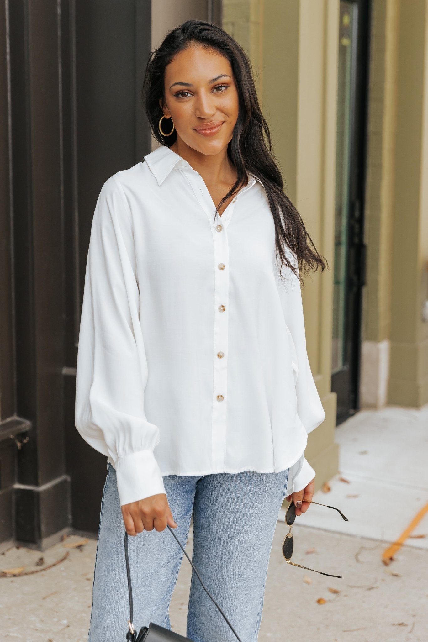 Muse By Magnolia Ivory Button Down Shirt - Magnolia Boutique