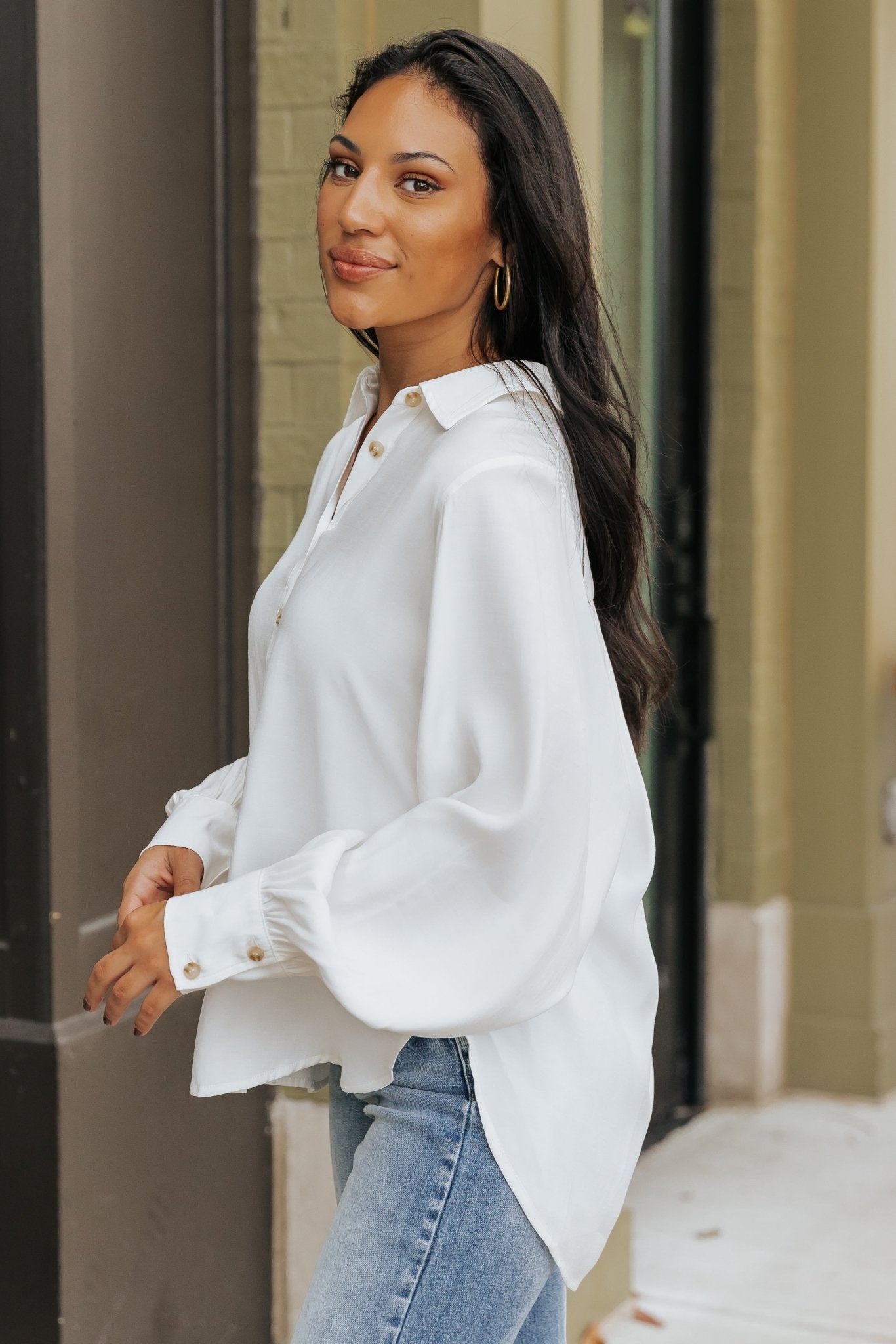 Muse By Magnolia Ivory Button Down Shirt - Magnolia Boutique