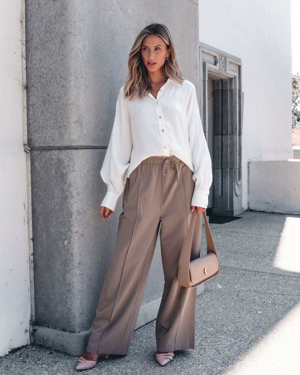 Muse By Magnolia Mocha Drawstring Wide Leg Pants - Magnolia Boutique