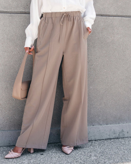 Muse By Magnolia Mocha Drawstring Wide Leg Pants - Magnolia Boutique