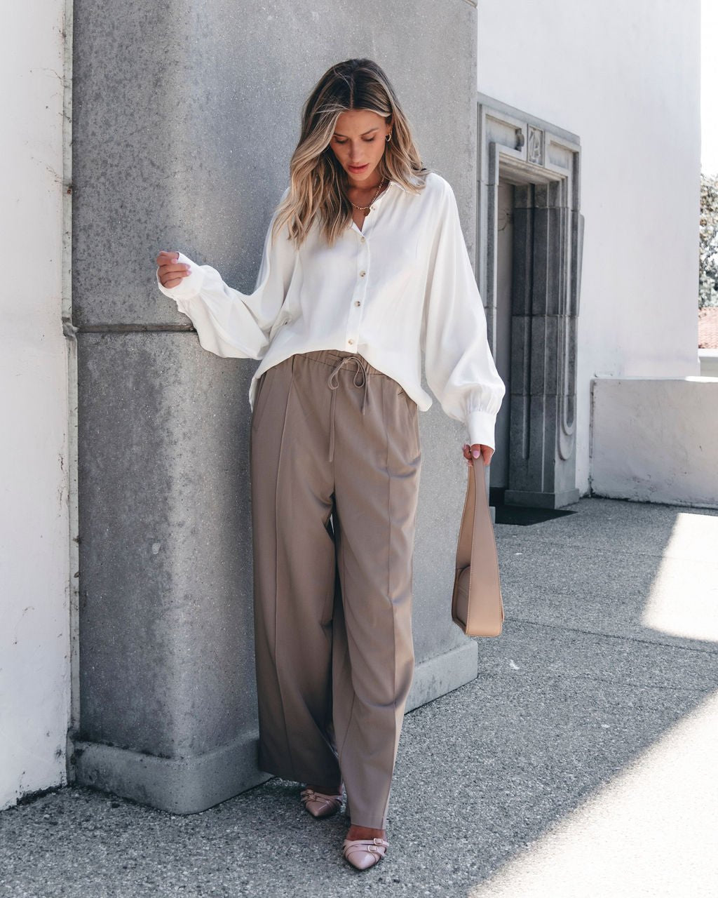 Muse By Magnolia Mocha Drawstring Wide Leg Pants - Magnolia Boutique