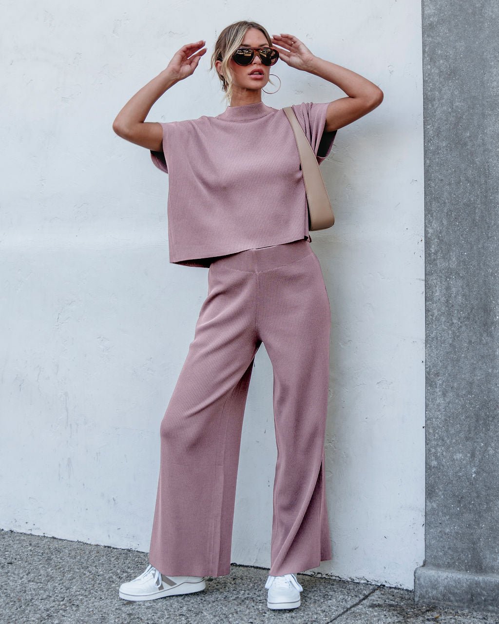 Muse By Magnolia Ribbed Lounge Pants - Mauve - Magnolia Boutique