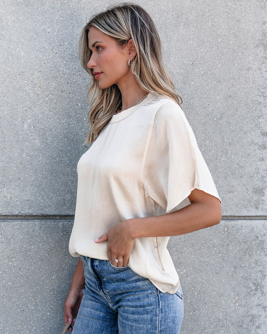 Muse By Magnolia Silky Cream Short Sleeve Top - Magnolia Boutique