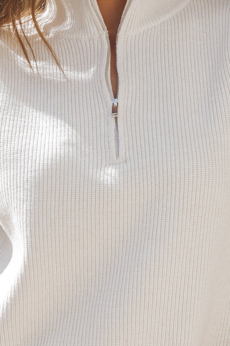 MUSE Ivory Quarter Zip Sweater Vest - Magnolia Boutique