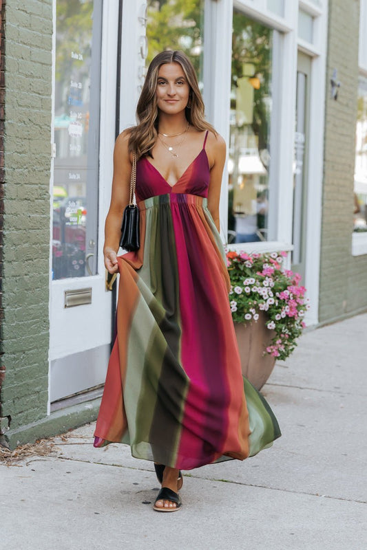 MUSE Multi Chiffon Tie - Dye Print Maxi Dress - Magnolia Boutique