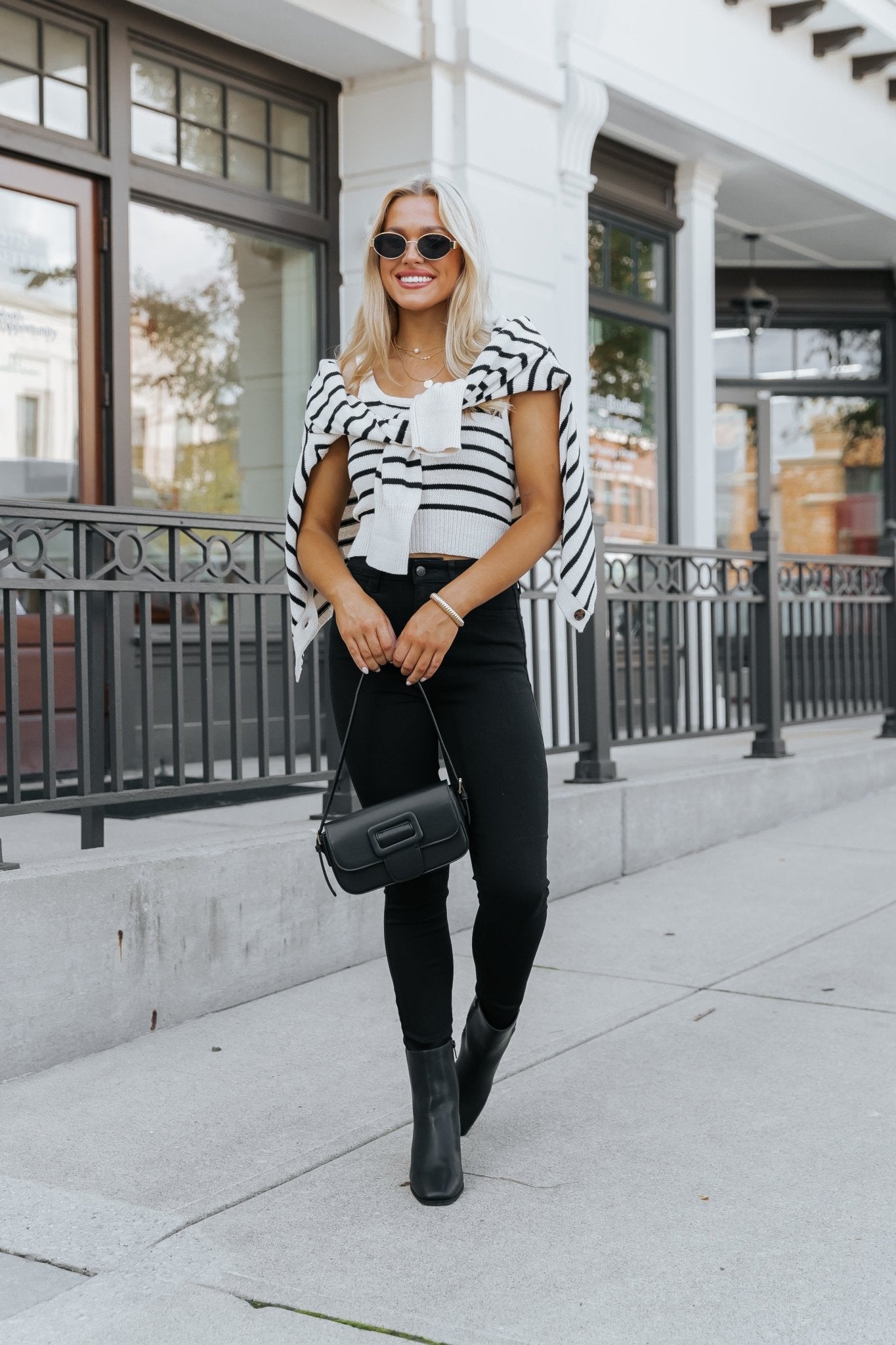 Natural And Black Striped Sweater Cardigan - Magnolia Boutique