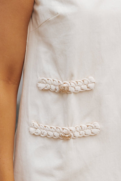 Natural Braided Detail Sleeveless Mini Dress - Magnolia Boutique