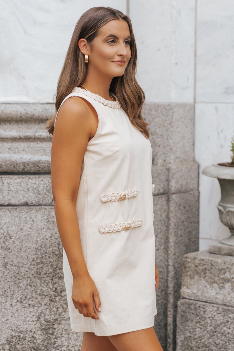 Natural Braided Detail Sleeveless Mini Dress - Magnolia Boutique