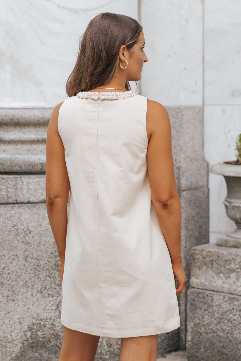 Natural Braided Detail Sleeveless Mini Dress - Magnolia Boutique