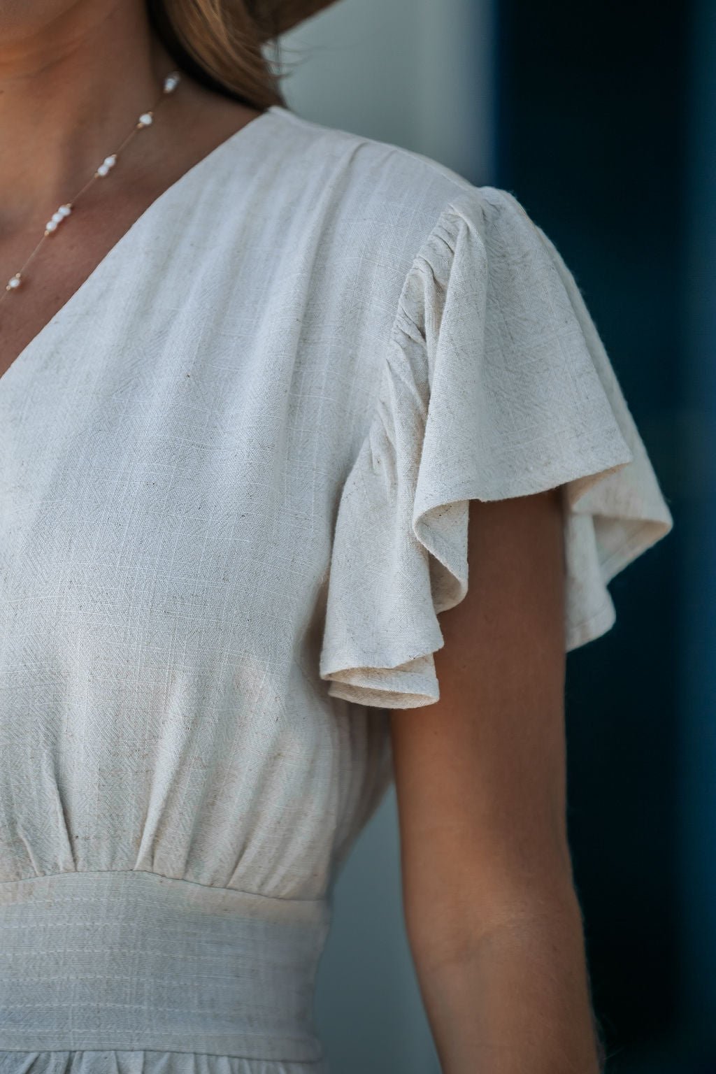 Natural Button Up Linen Mini Dress - Magnolia Boutique