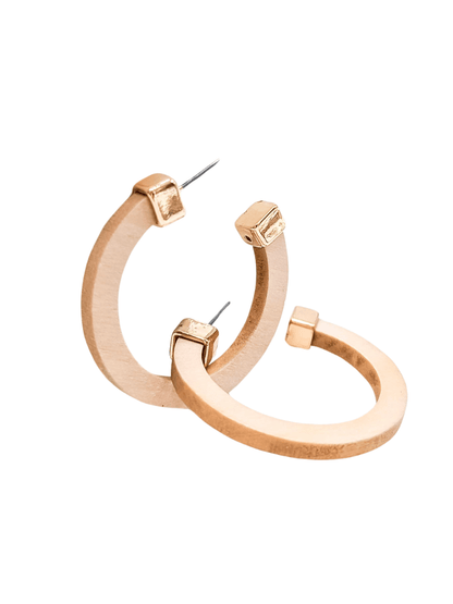 Natural & Gold Mills Hoop Earrings - Magnolia Boutique