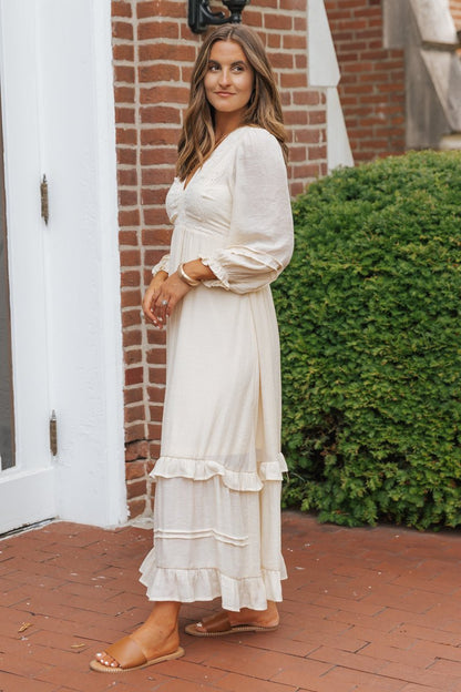 Natural Lace Embroidered Tiered Maxi Dress | Pre Order - Magnolia Boutique