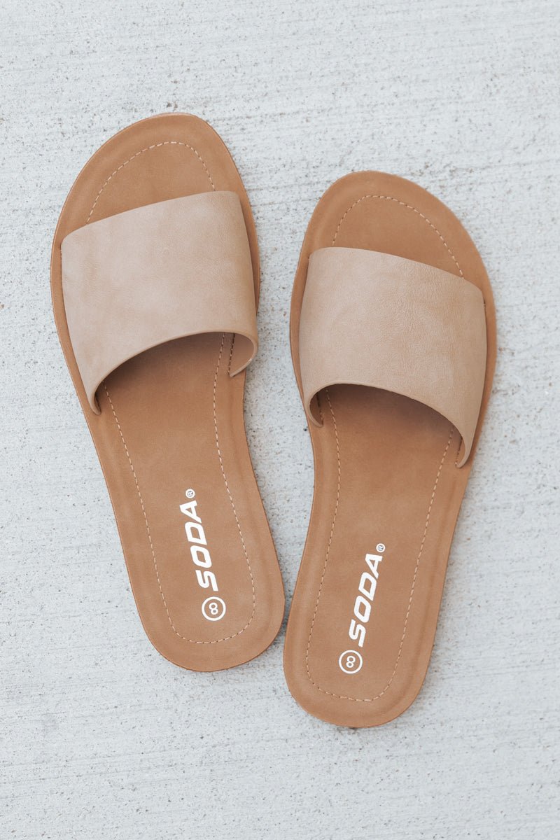 Natural Suede Slide Sandals - Magnolia Boutique