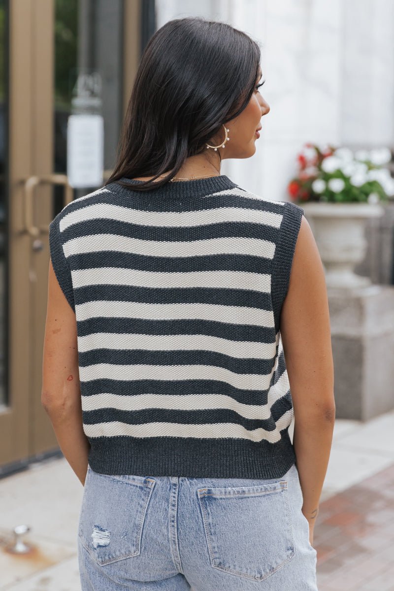 Navy Striped Sleeveless Sweater | Pre Order - Magnolia Boutique