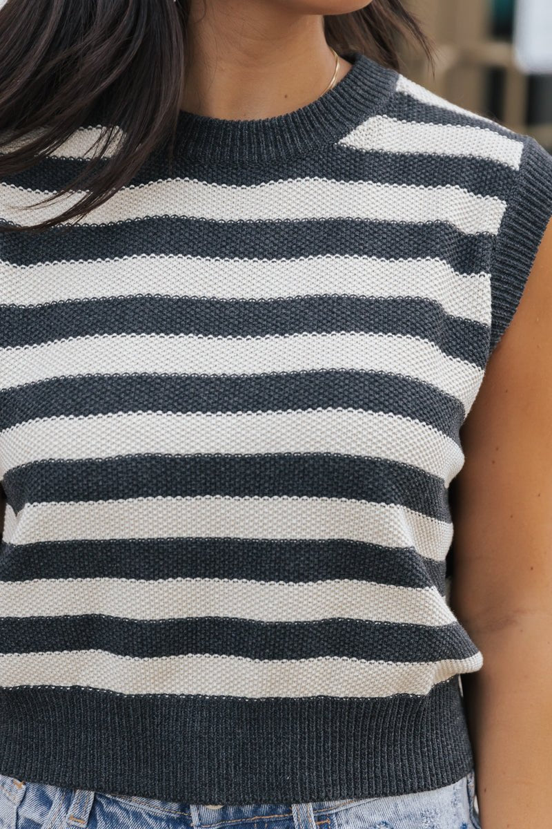 Navy Striped Sleeveless Sweater | Pre Order - Magnolia Boutique