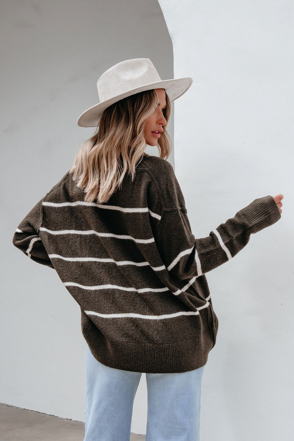 Next To Me Olive Striped Pullover Sweater - Magnolia Boutique