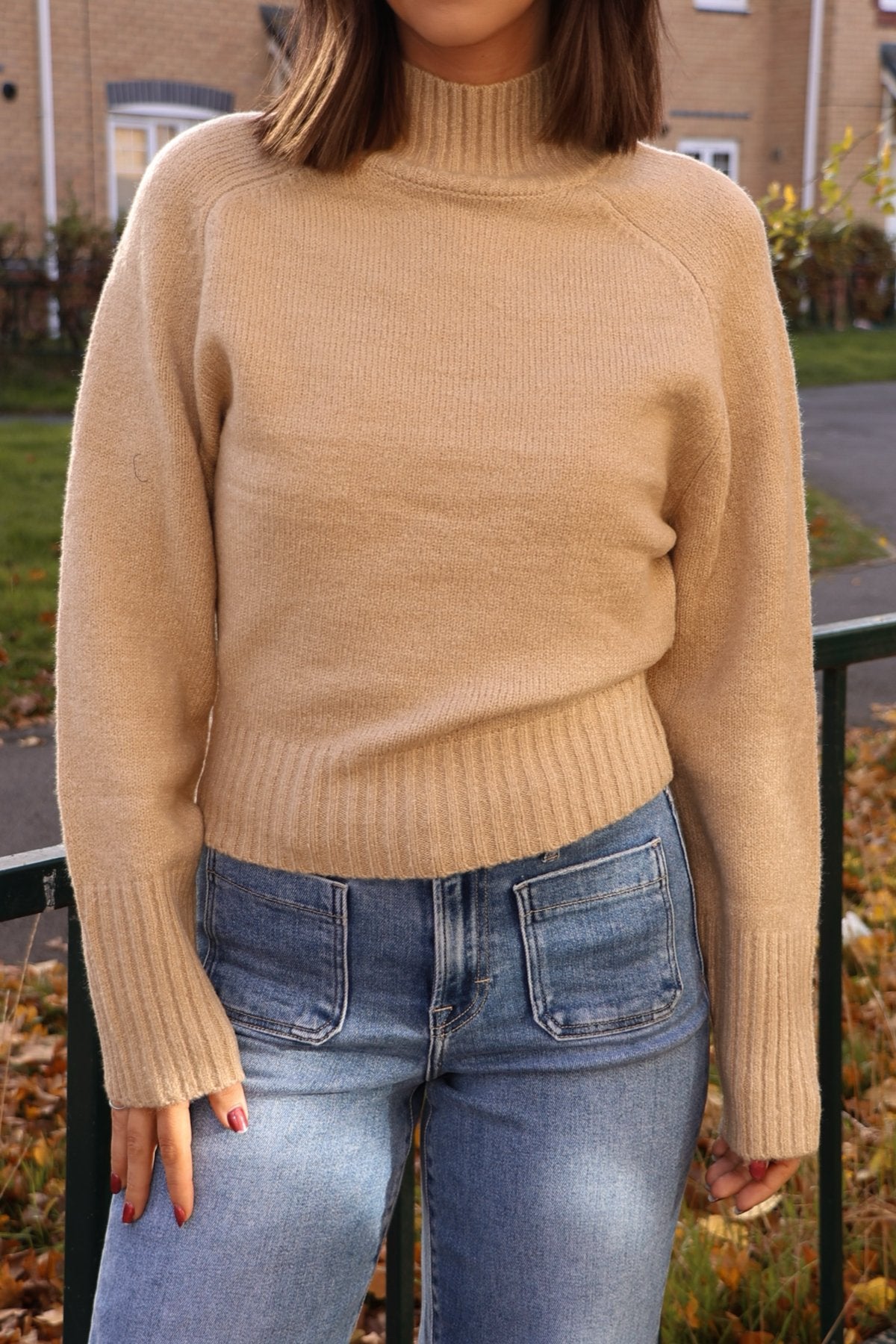 Noel Mock Neck Sweater - Dark Taupe - Magnolia Boutique