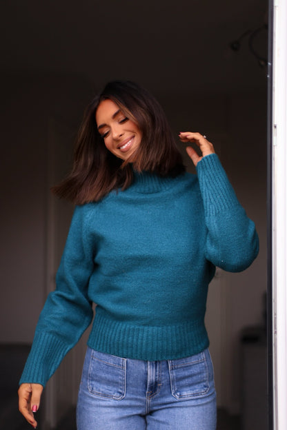 Noel Mock Neck Sweater - Dark Teal - Magnolia Boutique