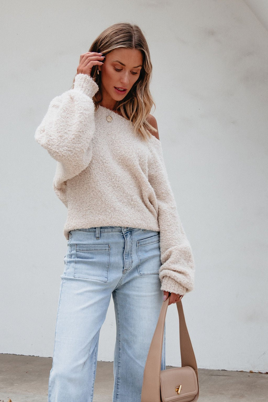 Oatmeal Popcorn Knit Pullover Sweater - Magnolia Boutique