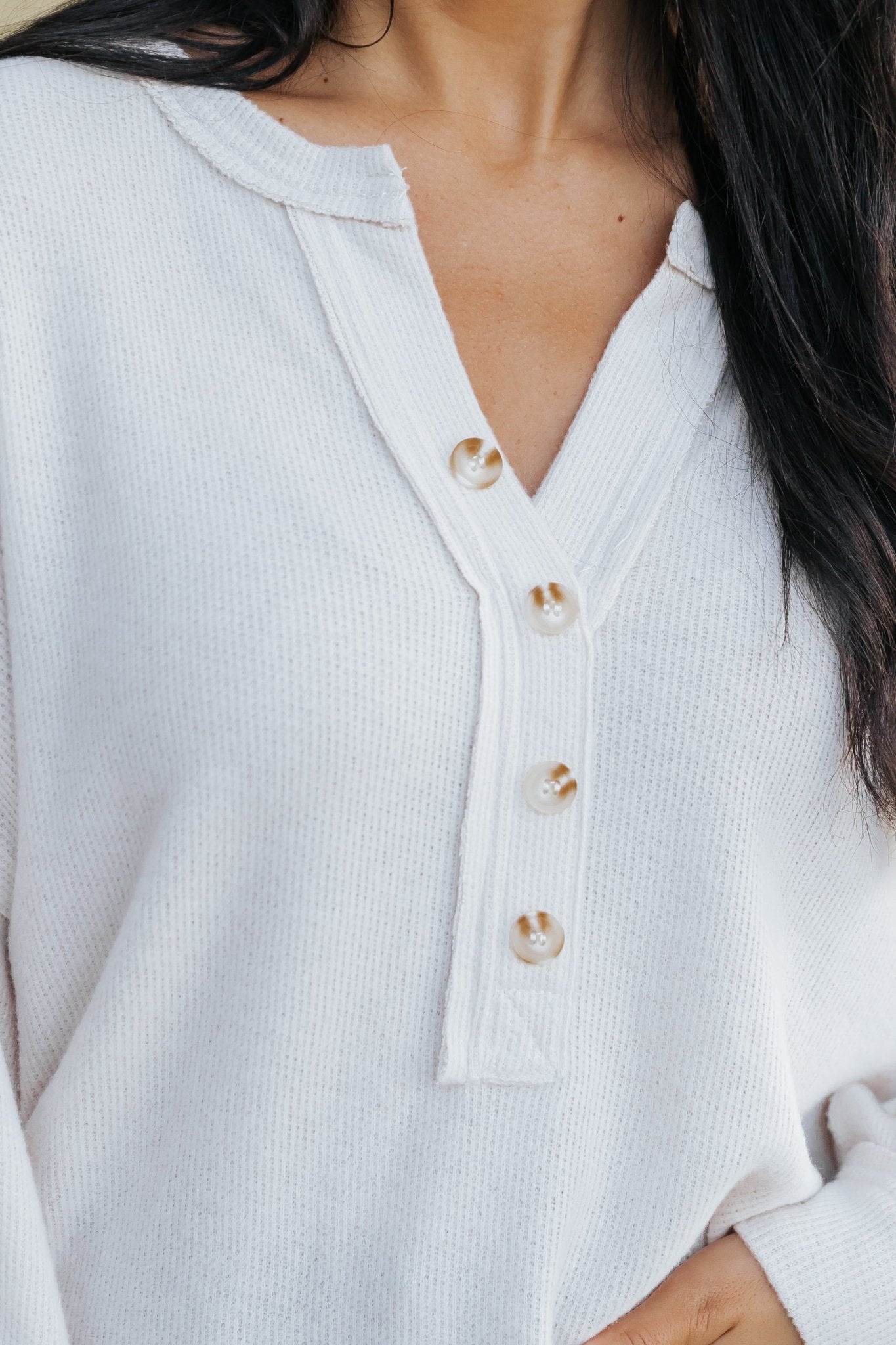 Oatmeal Seam Detail Button Up Top - Magnolia Boutique