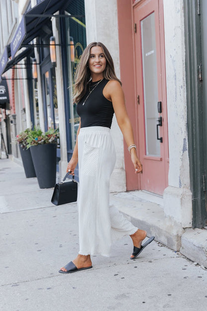 Oatmeal Striped Linen Wide Leg Pants - Magnolia Boutique