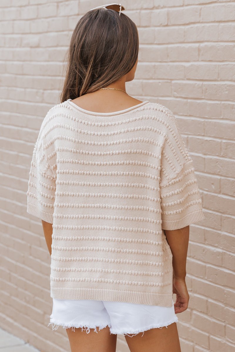 Oatmeal Textured Boat Neck Sweater - Magnolia Boutique