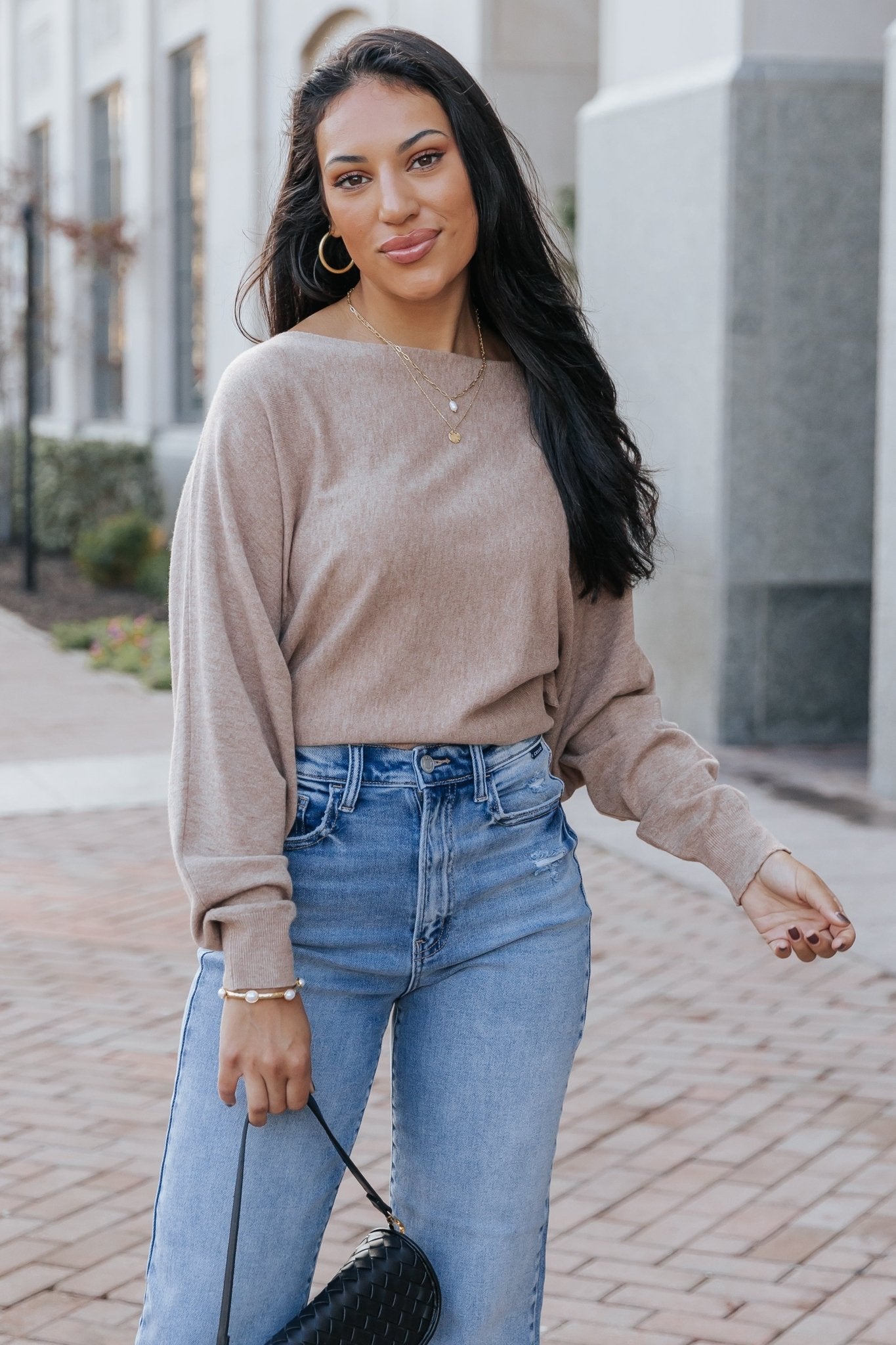 Off The Shoulder Cashmere Sweater - Camel - Magnolia Boutique