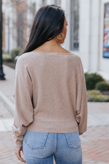 Off The Shoulder Cashmere Sweater - Camel - Magnolia Boutique