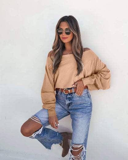 Off The Shoulder Cashmere Sweater - Camel - Magnolia Boutique