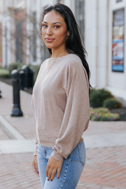 Off The Shoulder Cashmere Sweater - Camel - Magnolia Boutique