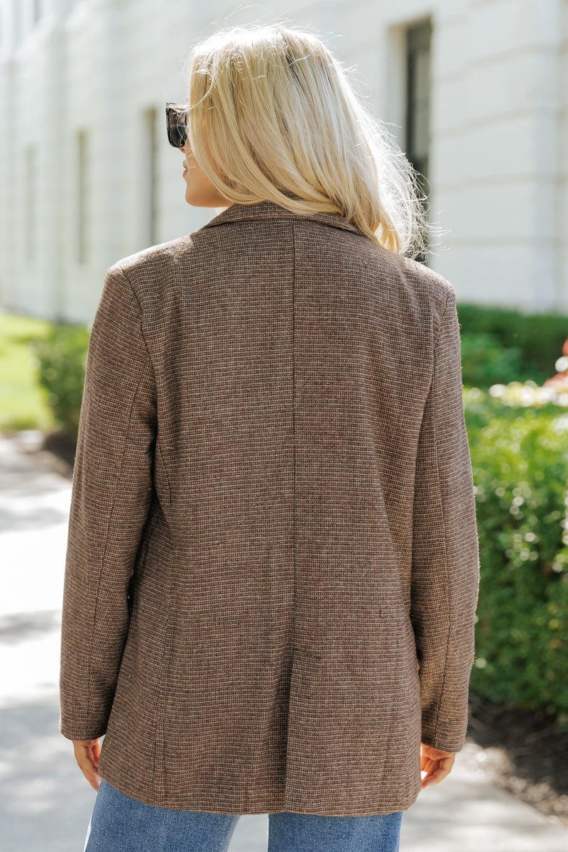 Office Ready Mocha Plaid Blazer - Magnolia Boutique