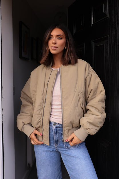 Olive Bomber Puffer Jacket - Magnolia Boutique