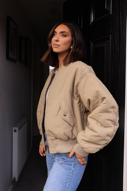 Olive Bomber Puffer Jacket - Magnolia Boutique