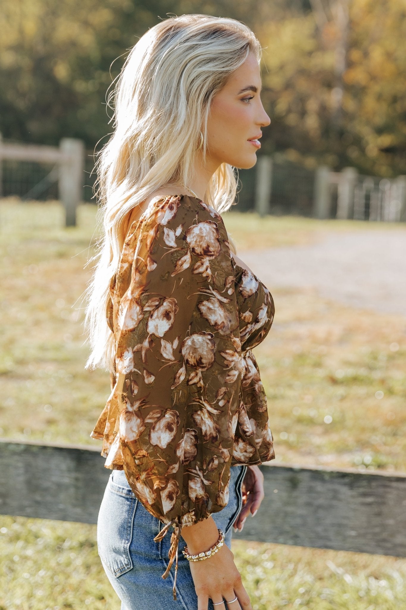 Olive Multi Floral Print Blouse - Magnolia Boutique