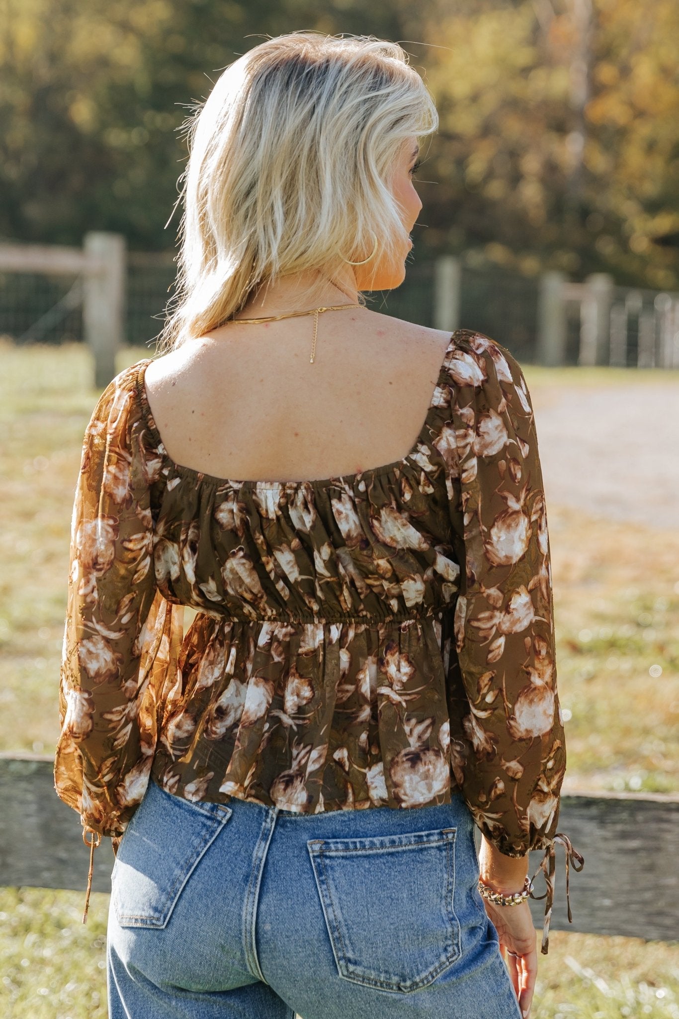 Olive Multi Floral Print Blouse - Magnolia Boutique