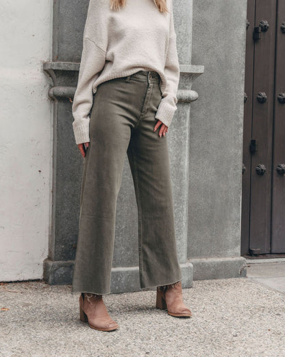 Olive Straight Wide Leg Pants - Magnolia Boutique