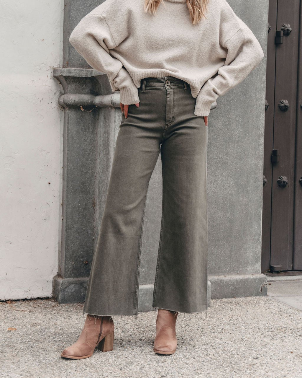 Olive Straight Wide Leg Pants - Magnolia Boutique