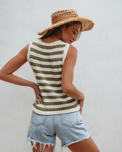 Olive Striped Sweater Tank Top | Pre Order - Magnolia Boutique