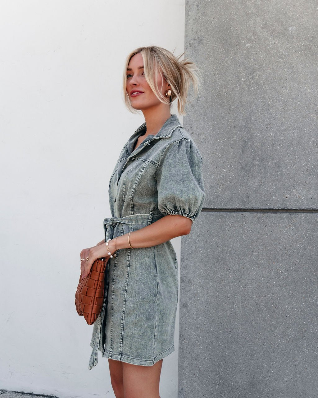 Olive Washed Button Down Mini Dress - Magnolia Boutique