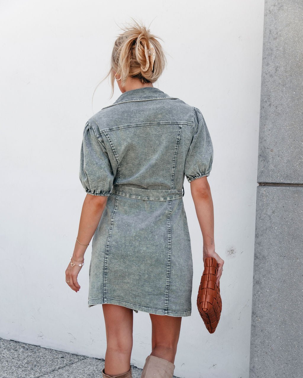 Olive Washed Button Down Mini Dress - Magnolia Boutique